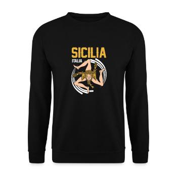 Sizilien flagge Sizilien Palermo Italien - Unisex Pullover - Schwarz - Vorne - Alina (178cm) & Michal (187cm)