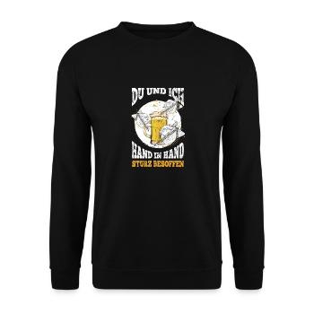 Bier Darts Verein Bar Verein Hand in Hand besoffen - Unisex Pullover - Schwarz - Vorne - Alina (178cm) & Michal (187cm)