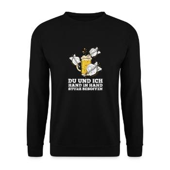 Bier Darts Verein Bar Verein Hand in Hand besoffen - Unisex Pullover - Schwarz - Vorne - Alina (178cm) & Michal (187cm)