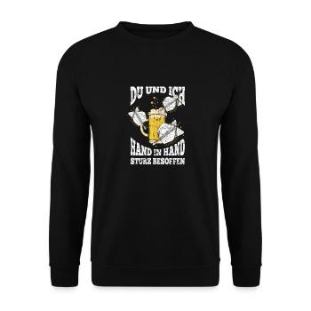 Bier Darts Verein Bar Verein Hand in Hand besoffen - Unisex Pullover - Schwarz - Vorne - Alina (178cm) & Michal (187cm)
