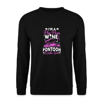 Pontonboot Kapitän Bootfahren See Pontoon - Unisex Pullover - Schwarz - Vorne - Alina (178cm) & Michal (187cm)