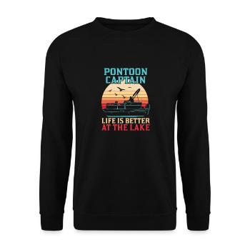 Pontonboot Kapitän Bootfahren See Pontoon - Unisex Pullover - Schwarz - Vorne - Alina (178cm) & Michal (187cm)