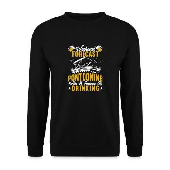 Pontonboot Kapitän Bootfahren See Pontoon - Unisex Pullover - Schwarz - Vorne - Alina (178cm) & Michal (187cm)