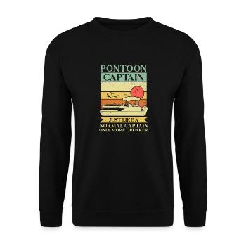 Pontoon Boat Captain Boating Lake Pontoon - Unisex Sweatshirt - black - Front - Alina (178cm) & Michal (187cm)