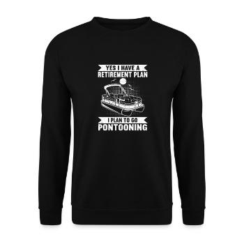 Pontonboot Kapitän Bootfahren See Pontoon - Unisex Pullover - Schwarz - Vorne - Alina (178cm) & Michal (187cm)