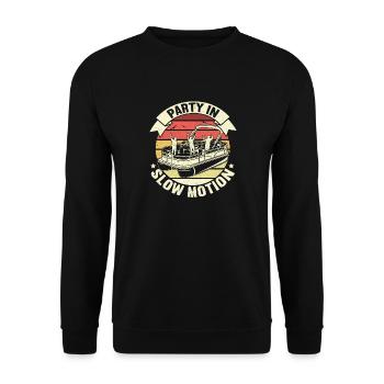 Pontonboot Kapitän Bootfahren See Pontoon - Unisex Pullover - Schwarz - Vorne - Alina (178cm) & Michal (187cm)