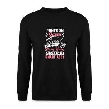 Pontonboot Kapitän Bootfahren See Pontoon - Unisex Pullover - Schwarz - Vorne - Alina (178cm) & Michal (187cm)