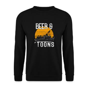 Pontonboot Kapitän Bootfahren See Pontoon - Unisex Pullover - Schwarz - Vorne - Alina (178cm) & Michal (187cm)