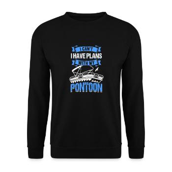 Pontoon Boat Captain Boating Lake Pontoon - Unisex Sweatshirt - black - Front - Alina (178cm) & Michal (187cm)