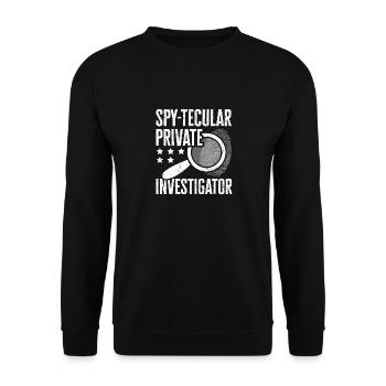 Spion Privatdetektiv Ermittler Detektiv Geschenk - Unisex Pullover - Schwarz - Vorne - Alina (178cm) & Michal (187cm)