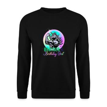 Brother of Birthday Girl Unicorn Boys Bro - Unisex Sweatshirt - black - Front - Alina (178cm) & Michal (187cm)