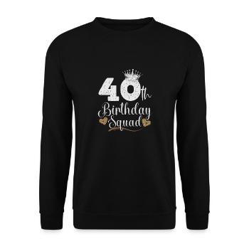 40 års fødselsdagshold 40th Party Bday Fyrre år gammel - Unisex sweater - sort - Foran - Alina (178cm) & Michal (187cm)