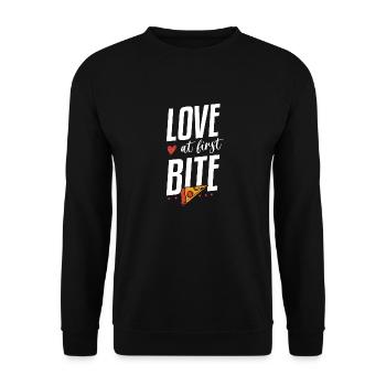L'amour à la première bouchée Fabrication de pizza drôle - Sweat-shirt Unisexe - noir - Devant - Alina (178cm) & Michal (187cm)