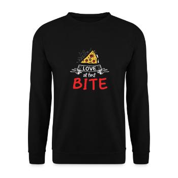 L'amour à la première bouchée Fabrication de pizza drôle - Sweat-shirt Unisexe - noir - Devant - Alina (178cm) & Michal (187cm)