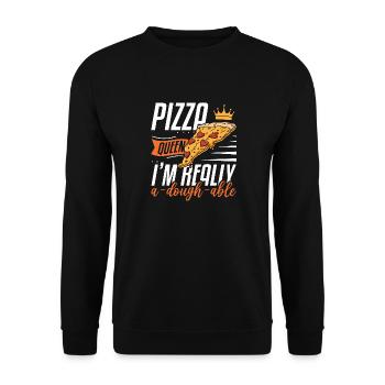 Women's Pizza Queen I'm Really A-Dough-Able Pizza - Unisex Sweatshirt - black - Front - Alina (178cm) & Michal (187cm)