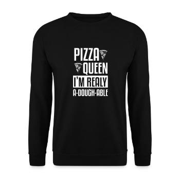 Women's Pizza Queen I'm Really A-Dough-Able Pizza - Unisex Sweatshirt - black - Front - Alina (178cm) & Michal (187cm)