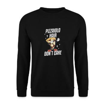 Pizzaiolo Hair Don't Care Fabrication de pizzas - Sweat-shirt Unisexe - noir - Devant - Alina (178cm) & Michal (187cm)