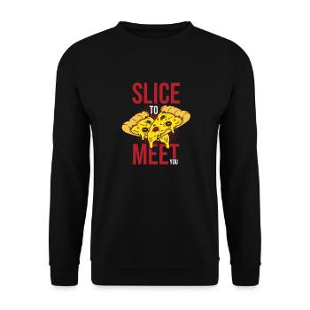 Slice To Meet You Fabrication de pizzas amusantes - Sweat-shirt Unisexe - noir - Devant - Alina (178cm) & Michal (187cm)