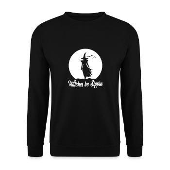 Witches Be Sippin Witch Squad Wine Glass Halloween - Unisex Sweatshirt - black - Front - Alina (178cm) & Michal (187cm)