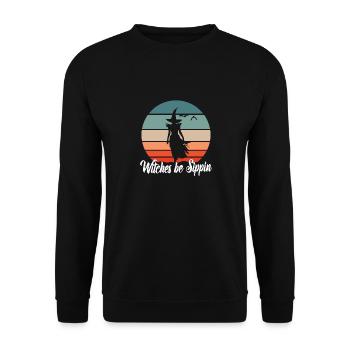 Witches Be Sippin Witch Squad Wine Glass Halloween - Unisex Sweatshirt - black - Front - Alina (178cm) & Michal (187cm)