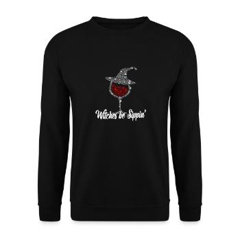 Witches Be Sippin Witch Squad Wine Glass Halloween - Unisex Sweatshirt - black - Front - Alina (178cm) & Michal (187cm)