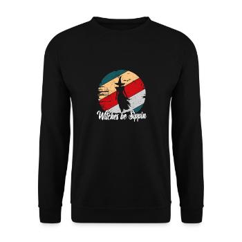 Witches Be Sippin Witch Squad Wine Glass Halloween - Unisex Sweatshirt - black - Front - Alina (178cm) & Michal (187cm)