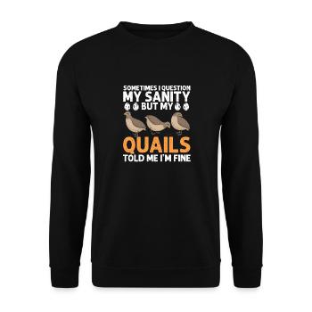 Cadeau d’amoureux des oiseaux de caille - Sweat-shirt Unisexe - noir - Devant - Alina (178cm) & Michal (187cm)