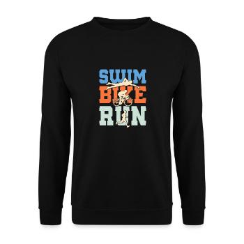 Swim Bike Run Triathlete Triathlon - Unisex Sweatshirt - black - Front - Alina (178cm) & Michal (187cm)