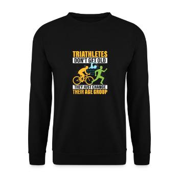 Triathletes Don't Get Old Triathlon Swim Cycle R - Unisex Sweatshirt - black - Front - Alina (178cm) & Michal (187cm)