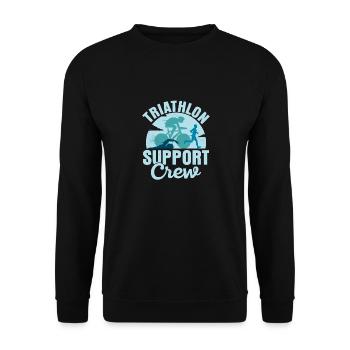 Triathlon Support Crew Swim Cycle Run Triathlete - Unisex Pullover - Schwarz - Vorne - Alina (178cm) & Michal (187cm)