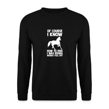 Pferde Reiten Reiter Spruch - Unisex Pullover - Schwarz - Vorne - Alina (178cm) & Michal (187cm)