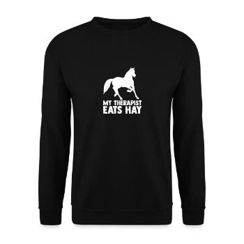 Reiten Pferd Reiterhof Reiterin Geschenk - Unisex Pullover - Schwarz - Vorne - Alina (178cm) & Michal (187cm)