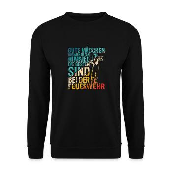 Die Besten Mädchen Feuerwehr Feuerwehrfrau Spruch - Unisex Pullover - Schwarz - Vorne - Alina (178cm) & Michal (187cm)