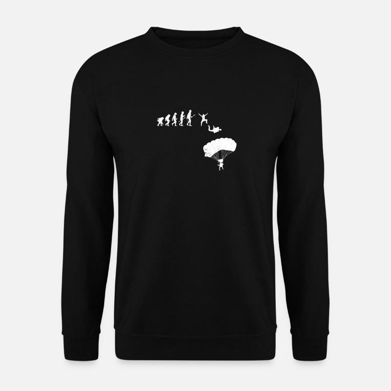 Fallschirmspringen Evolution des Menschen - Unisex Pullover - Schwarz