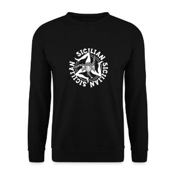 Sizilien flagge Sizilien Palermo Italien - Unisex Pullover - Schwarz - Vorne - Alina (178cm) & Michal (187cm)
