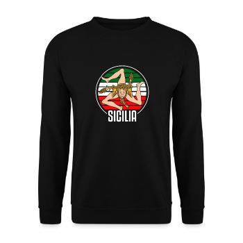 Sicily flag Sicily Palermo Italy - Unisex Sweatshirt - black - Front - Alina (178cm) & Michal (187cm)