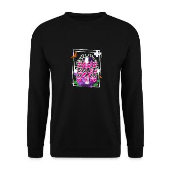 Be human Respekt Abstrakt Vaporwave Trance - Unisex Pullover - Schwarz - Vorne - Alina (178cm) & Michal (187cm)