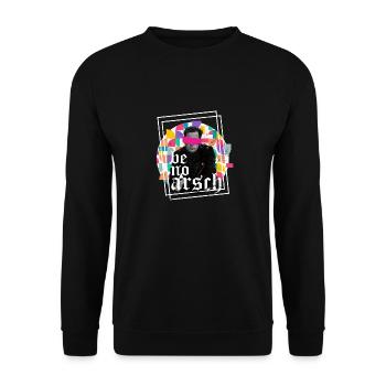 Be human Respekt Abstrakt Vaporwave Trance - Unisex Pullover - Schwarz - Vorne - Alina (178cm) & Michal (187cm)