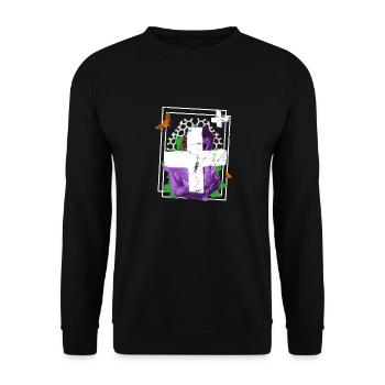 Be human Respekt Abstrakt Vaporwave Trance - Unisex Pullover - Schwarz - Vorne - Alina (178cm) & Michal (187cm)