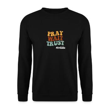 Pray Wait Trust, Groovy In-Vitro-Fertilisation IVF - Unisex Pullover - Schwarz - Vorne - Alina (178cm) & Michal (187cm)