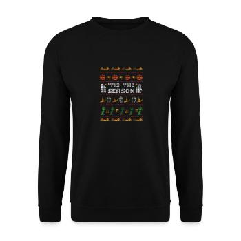 Tis The Season, Ugly Christmas Sweater Halloween - Unisex Sweatshirt - black - Front - Alina (178cm) & Michal (187cm)