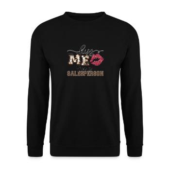 Kiss Me, I'm a Salesman Quote Lips - Unisex Sweatshirt - black - Front - Alina (178cm) & Michal (187cm)