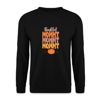 Womens Thankful Mommy Family Thanksgiving - Unisex Pullover - Schwarz - Vorne - Alina (178cm) & Michal (187cm)