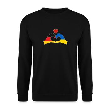 Germany supports Ukraine Love Heart - Unisex Sweatshirt - black - Front - Alina (178cm) & Michal (187cm)