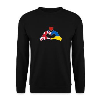 UK supports Ukraine Love Heart - Unisex Sweatshirt - black - Front - Alina (178cm) & Michal (187cm)