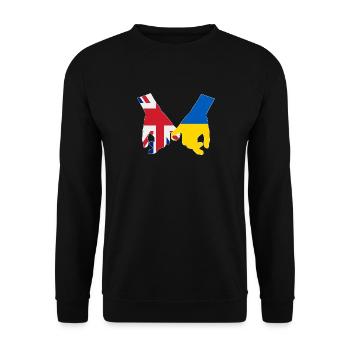 UK supports Ukraine Love Heart - Unisex Sweatshirt - black - Front - Alina (178cm) & Michal (187cm)