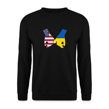 UK supports Ukraine Love Heart - Unisex Sweatshirt - black - Front - Alina (178cm) & Michal (187cm)