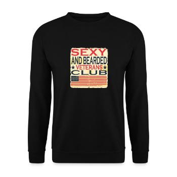 Sexy Und Bärtige Veterans Club Zitat American Flag - Unisex Pullover - Schwarz - Vorne - Alina (178cm) & Michal (187cm)