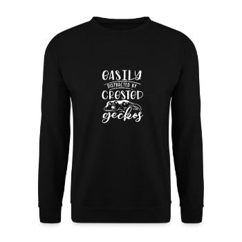 Distrait par les geckos huppés, mignon lézard - Sweat-shirt Unisexe - noir - Devant - Alina (178cm) & Michal (187cm)