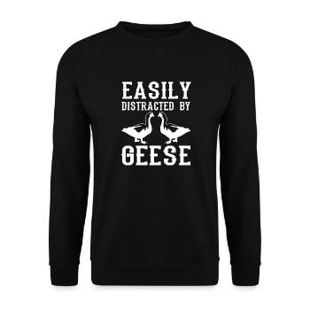 Distrait par les oies, la mignonne oie, la nature - Sweat-shirt Unisexe - noir - Devant - Alina (178cm) & Michal (187cm)